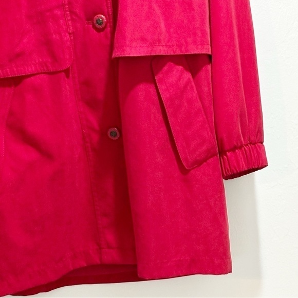 Vintage GALLERY Women’s Red Overcoat Zip Out Lining Lace Up Detail On Back Sz L - Picture 6 of 10